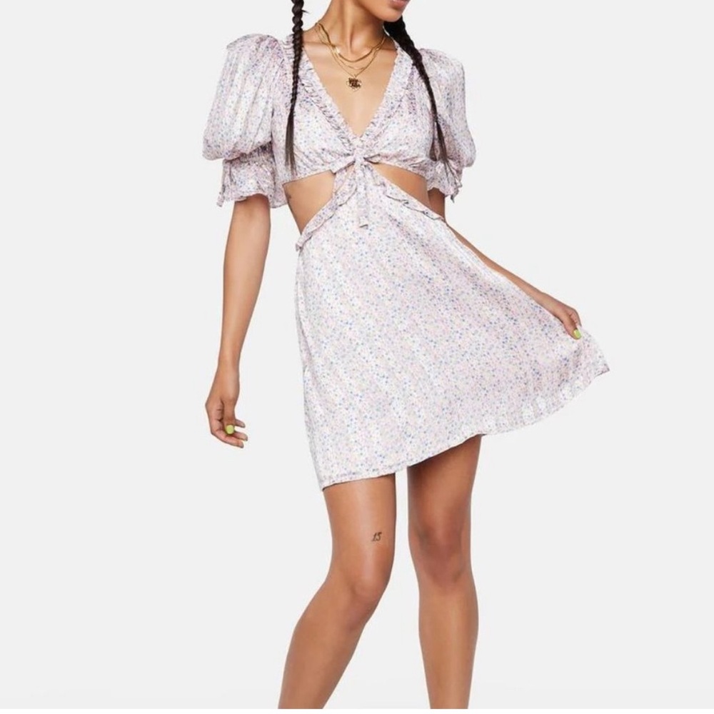 NWT For Love And Lemons pink Floral Dainty cut out Mini Dress
